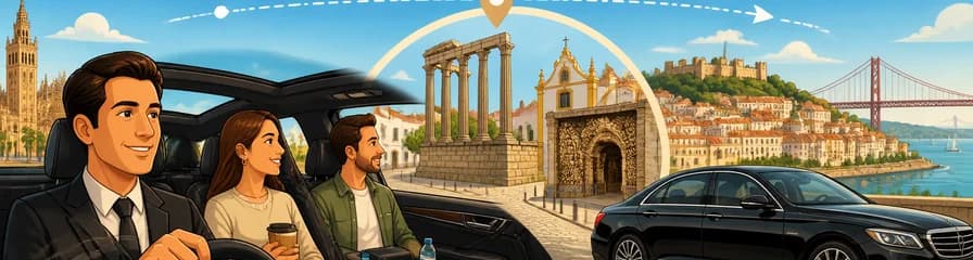 Servicio de traslado privado de Sevilla a Lisboa, incluyendo una parada de una hora en Évora