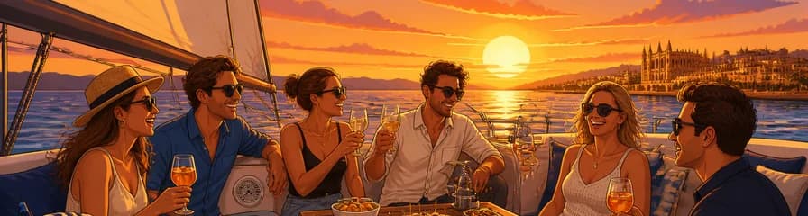Crucero en velero premium al ocaso en Palma para grupos reducidos, con bebidas y tapas
