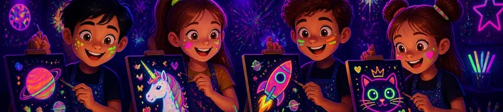 Taller de pintura "Glow Art" para niños en Materia Gris, Madrid