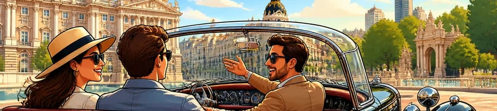 Recorrido privado por el Madrid histórico y moderno en un coche clásico único