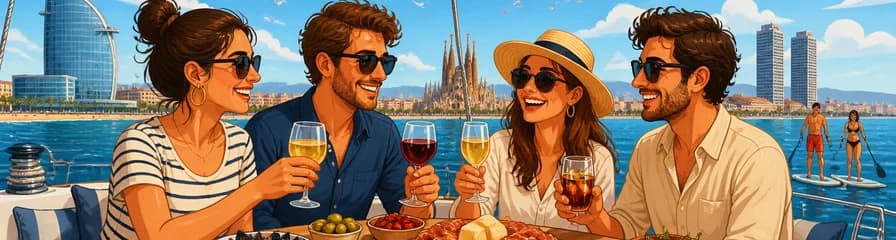 Experiencia de navegación con degustación de tapas en Barcelona