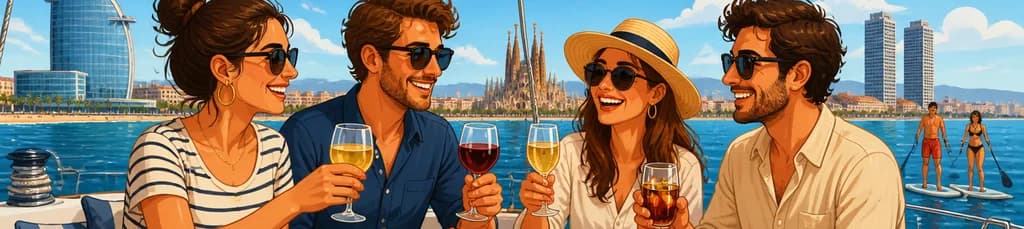 Experiencia de navegación con degustación de tapas en Barcelona