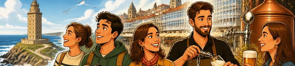 Viaje de un día completo a A Coruña desde Santiago de Compostela, con cata y vertido de cerveza
