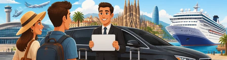 Servicio de taxi privado para traslados entre el aeropuerto de Barcelona, el puerto de cruceros y la ciudad