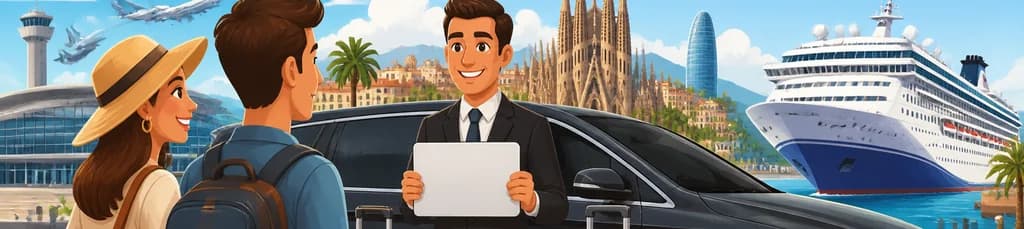 Servicio de taxi privado para traslados entre el aeropuerto de Barcelona, el puerto de cruceros y la ciudad