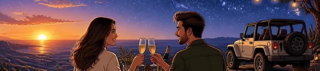Tour en jeep para dos con cena y vino bajo el cielo en Almería