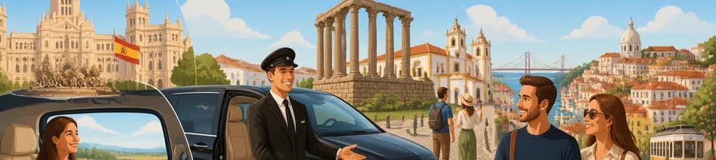 Servicio de traslado privado de Madrid a Lisboa, con una parada de una hora en Évora