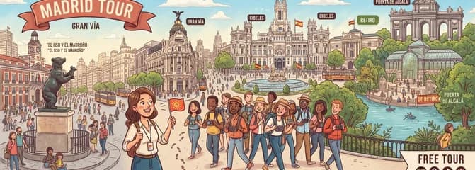Recorrido guiado gratuito por la Gran Vía, Cibeles, el Retiro y la Puerta de Alcalá de Madrid en inglés