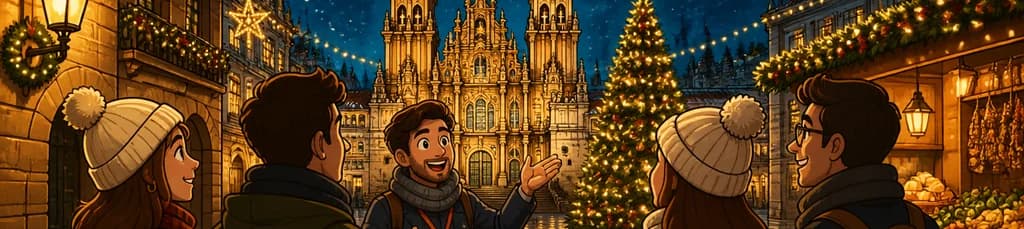 Recorrido privado a pie por Santiago de Compostela: magia festiva navideña