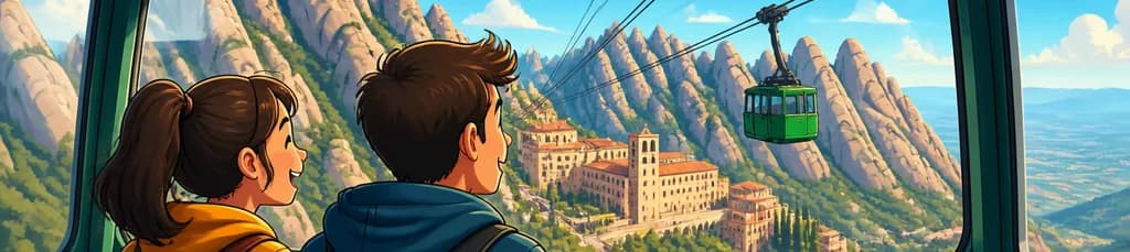Viaje de descenso en el teleférico de Montserrat