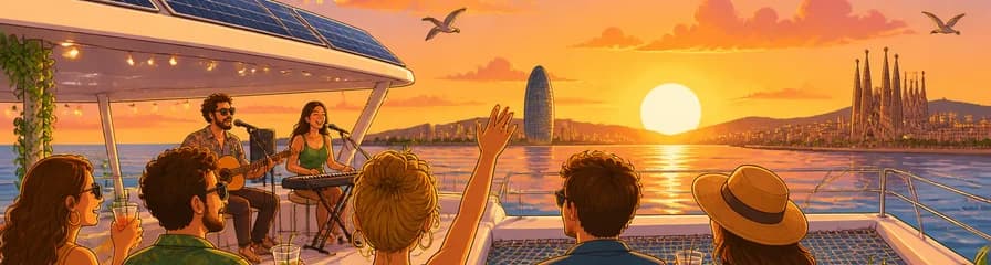 Crucero al atardecer en catamarán ecológico por Barcelona con música en vivo