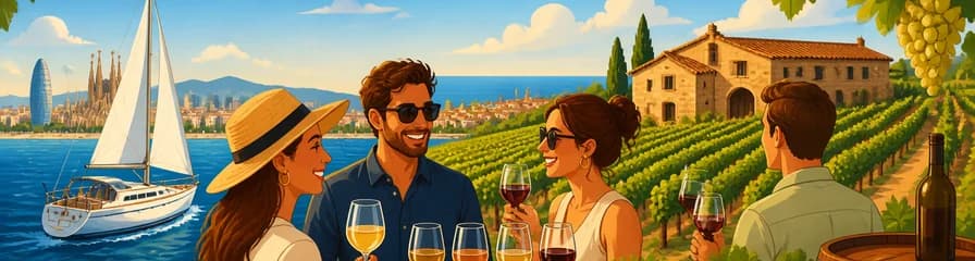 Tour de medio día por Barcelona con navegación, visita a viñedos y cata de vinos