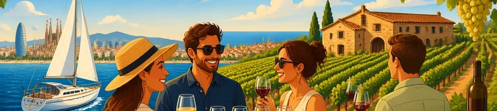 Tour de medio día por Barcelona con navegación, visita a viñedos y cata de vinos