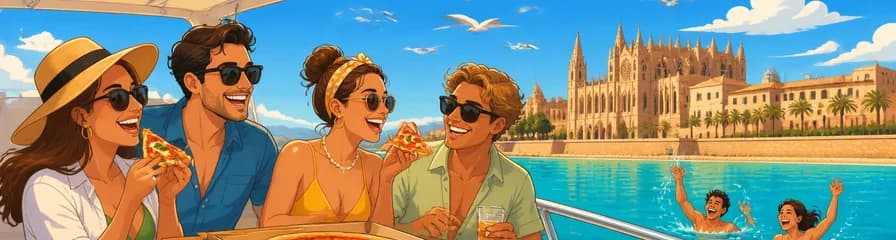 Disfruta de un inolvidable recorrido en barco por Palma de Mallorca con pizza y parada para nadar