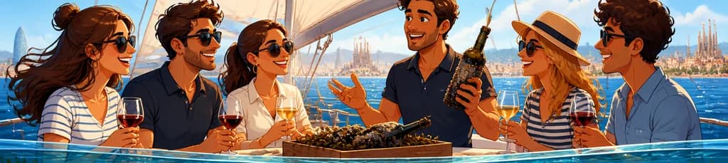 Experiencia de Navegación de Dos Horas en Barcelona con Cata de Vino Submarino
