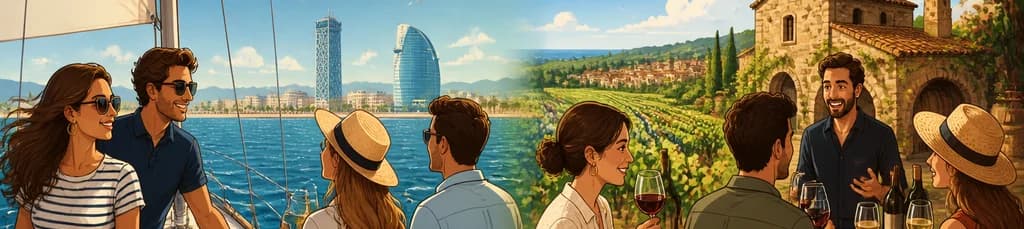 Experiencia de Navegación en Grupo Reducido en Barcelona con Visita y Cata en Bodega