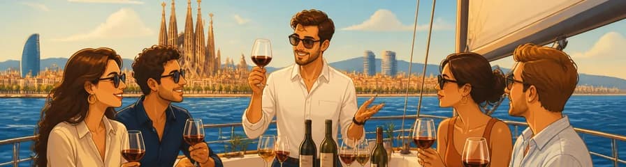 Cata de vinos y navegación premium en grupo reducido de 2 horas en Barcelona