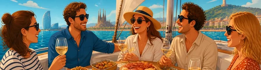 Excursión de dos horas en velero por Barcelona con degustación de tapas en grupo reducido