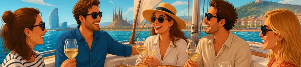 Excursión de dos horas en velero por Barcelona con degustación de tapas en grupo reducido