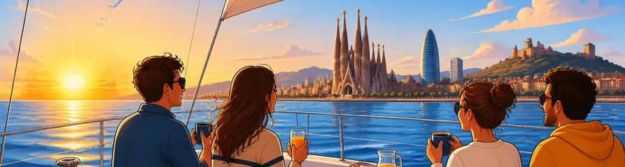 Tour de navegación al amanecer de 2 horas en Barcelona con bebidas y aperitivos