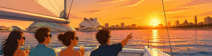 Crucero en catamarán al atardecer por Valencia