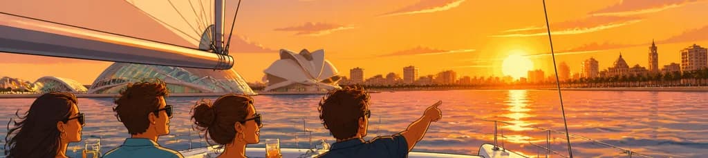 Crucero en catamarán al atardecer por Valencia