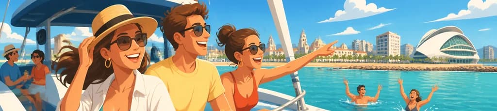 Crucero en Catamarán por Valencia con Parada para un Baño Refrescante