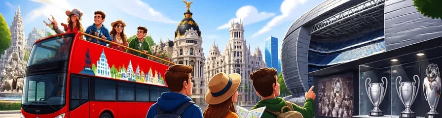 Recorrido turístico en autobús Hop-on Hop-off por Madrid más Tour y Museo del Bernabéu