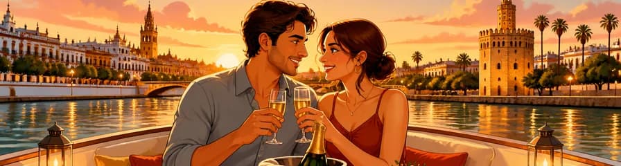 Recorrido romántico en barco por Sevilla: una hora de encanto privado