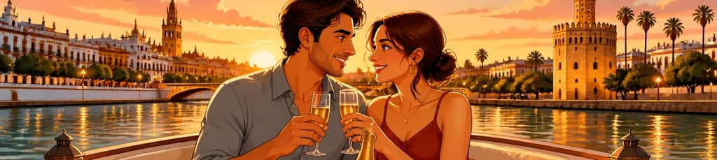 Recorrido romántico en barco por Sevilla: una hora de encanto privado