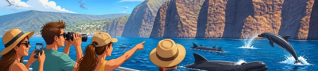 Crucero guiado de avistamiento de cetáceos de 5 horas desde Costa Adeje con almuerzo en Los Gigantes