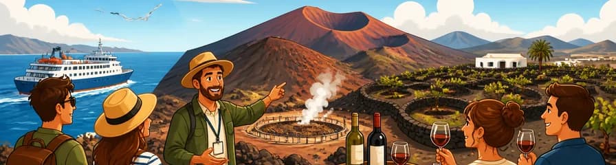 Excursión guiada por Lanzarote con salida desde Fuerteventura, incluyendo cata de vinos