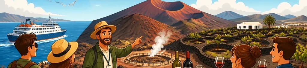Excursión guiada por Lanzarote con salida desde Fuerteventura, incluyendo cata de vinos