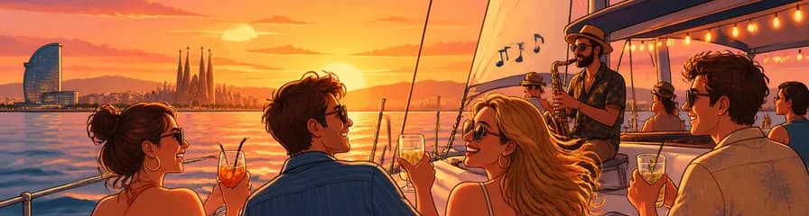 Disfruta del atardecer barcelonés desde el mar con música y bebidas