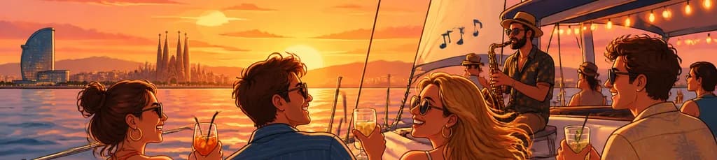 Disfruta del atardecer barcelonés desde el mar con música y bebidas