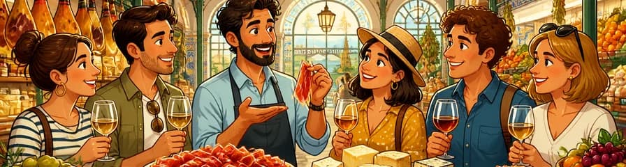 Recorrido gastronómico por el mercado de Triana: Degustación de jamón, queso y vinos de Jerez