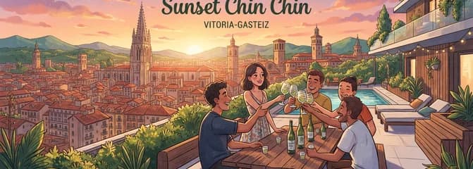 Brindis al Atardecer: Vistas Panorámicas de Vitoria con Txakoli Alavés