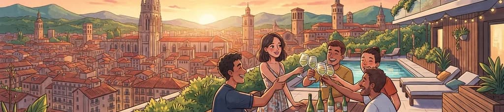 Brindis al Atardecer: Vistas Panorámicas de Vitoria con Txakoli Alavés
