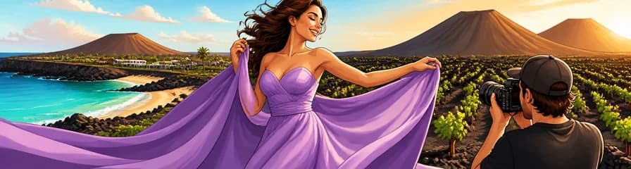 Captura tu esencia en una sesión privada de fotografía con vestido volador en Lanzarote