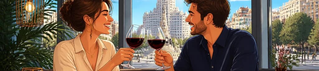 Disfruta de una tarde con vistas privilegiadas a Plaza España: vino y jamón para dos en Descaro