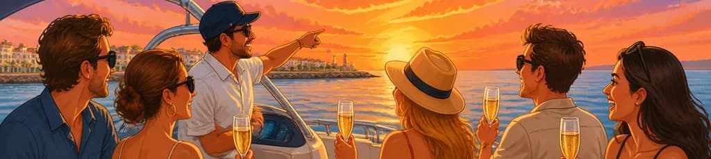 Experiencia de atardecer en barco por Torrevieja con champán