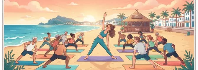 Clase de yoga en la playa del Arenal de Jávea, impartida en inglés