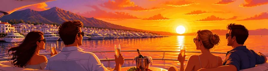 Experiencia de atardecer dorado en un yate de lujo con salida desde Puerto Banús, Marbella