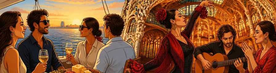 Experiencia de flamenco en el Palau de la Música y navegación en grupo reducido