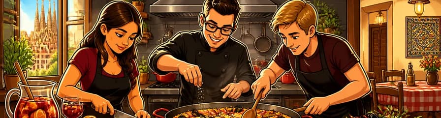 Taller práctico de elaboración de paella y sangría en Barcelona con Josh