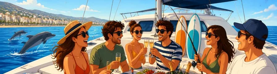 Excursión Privada en Catamarán por Benalmádena: Avistamiento de Delfines, Pesca, Paddle Surf y Cava