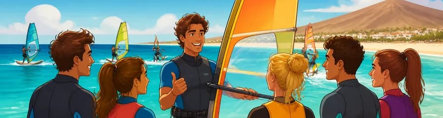 Clases de windsurf en la hermosa bahía de Costa Calma