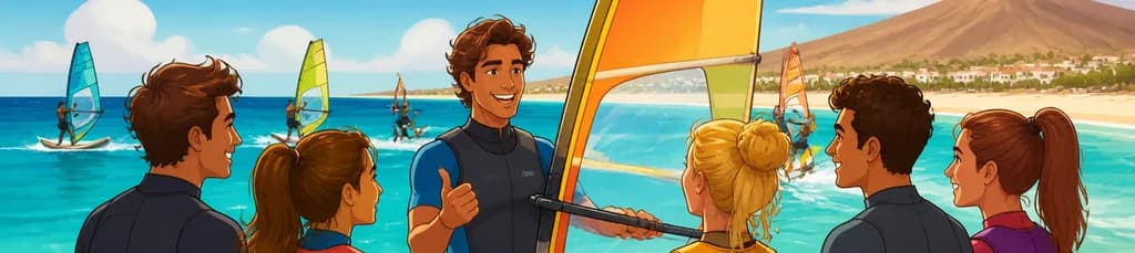 Clases de windsurf en la hermosa bahía de Costa Calma