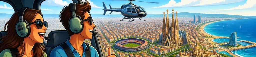 Contempla el icónico horizonte de Barcelona desde un vuelo en helicóptero