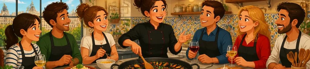 Experiencia culinaria en Madrid: Clase de cocina de tapas y paella con un chef experto